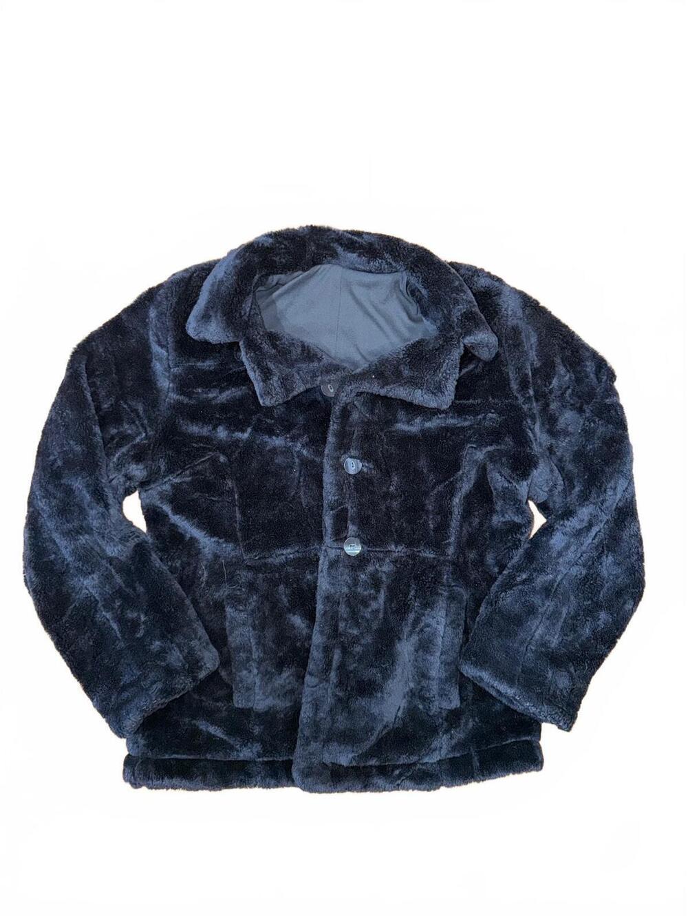 Static Black Faux Fur Coat Jacket with Button Closure